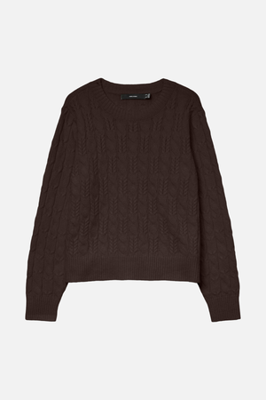Ram O -Neck Cable Pullover - Chocolate Torte