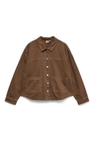 Jamie Denim Shacket Mix - Cacaobruin: gewassen