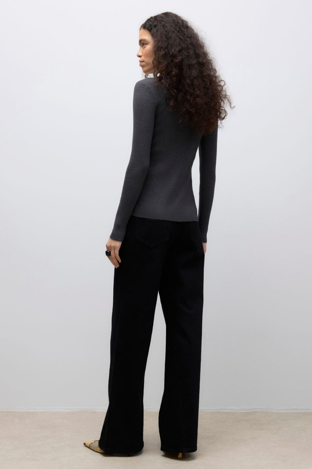 Cardigan en tricot ukino o-cou - mélange gris foncé