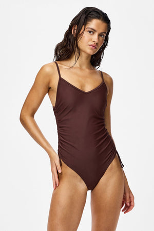 Maillot de bain froncé Baomi - Acajou profond