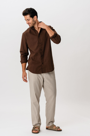 Linnen shirt - koffie