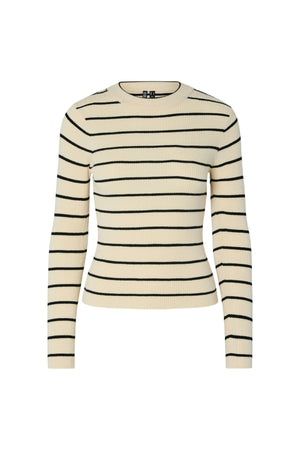 Mira New O-Neck Knit - Bouleau/Noir