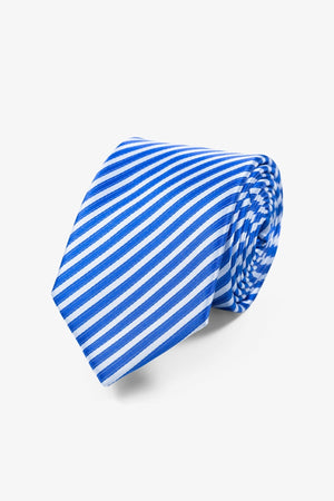 Stropdas - wit/blauw gestreept