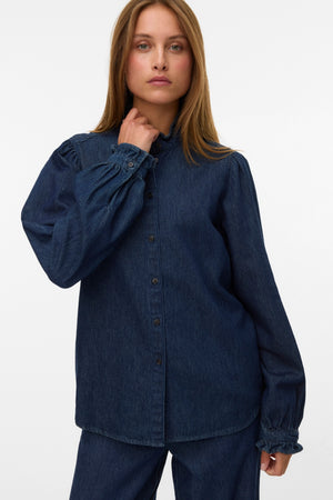 Atla Frill Dnm-shirt - donkerblauw denim