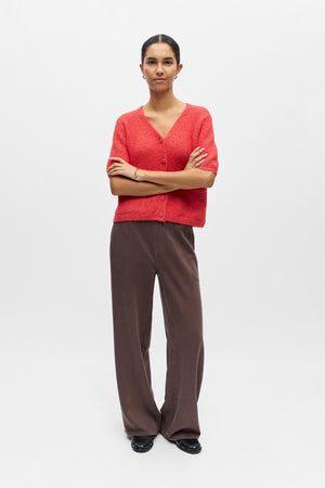 Cardigan en tricot à col en V Saggia - Poinsettia Melange
