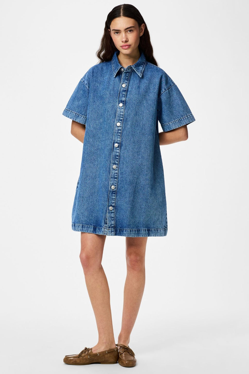SkyA-vorm denimjurk - medium blauw denim