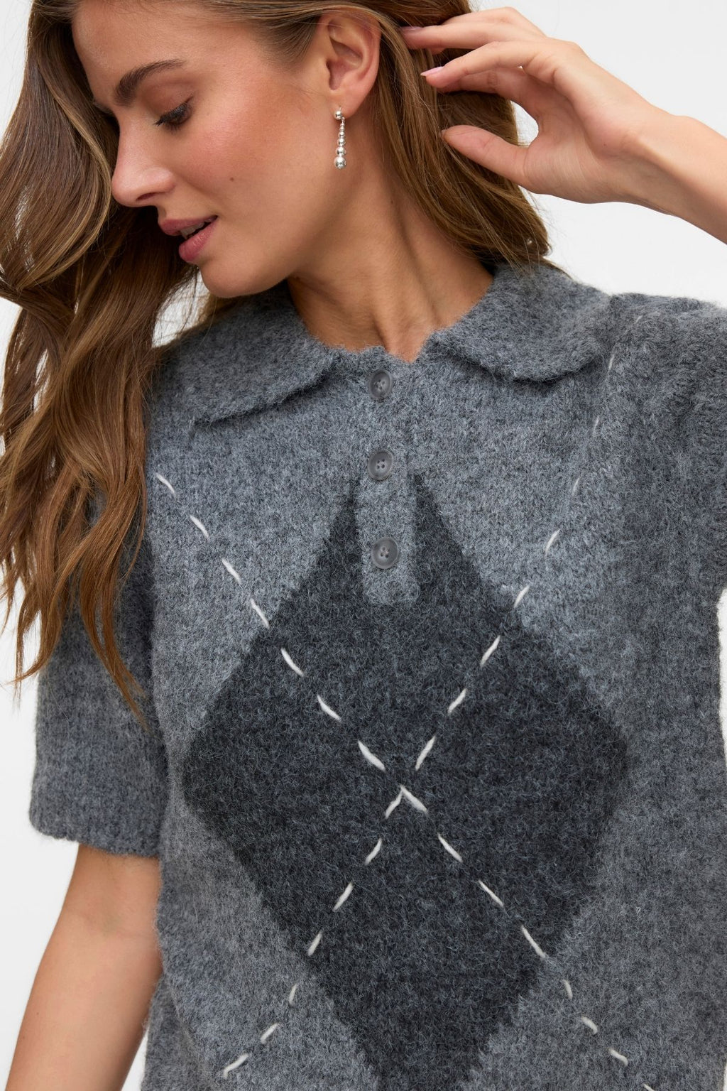 Bliss 2/4 Poloneck -pullover - Medium grijze melange