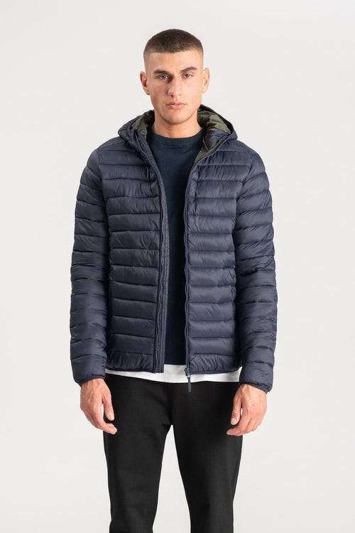 Hooded Light Puffer Jacket - Navy - TeeShoppen Group™