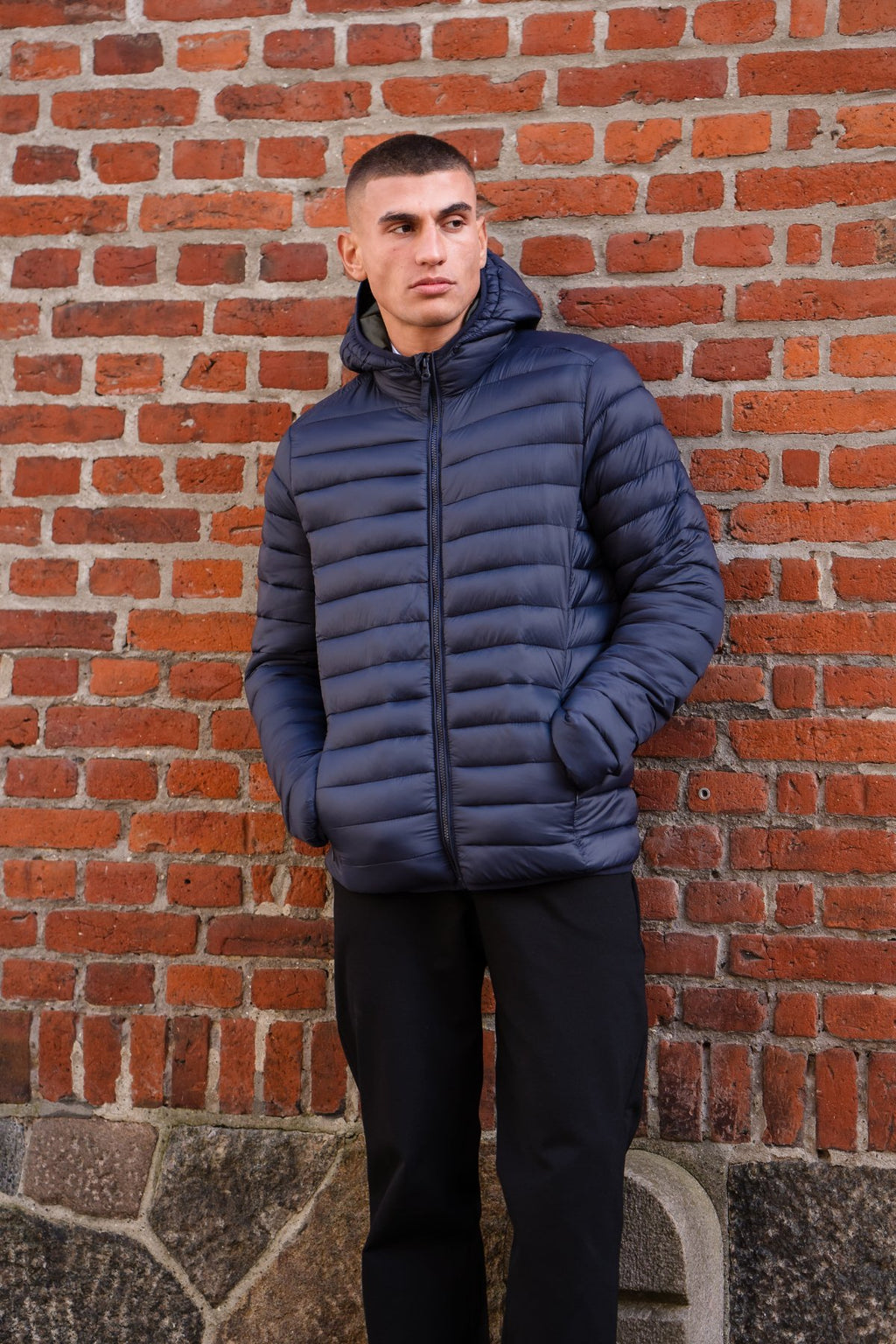 Blouson bouffant léger à capuche - Marine