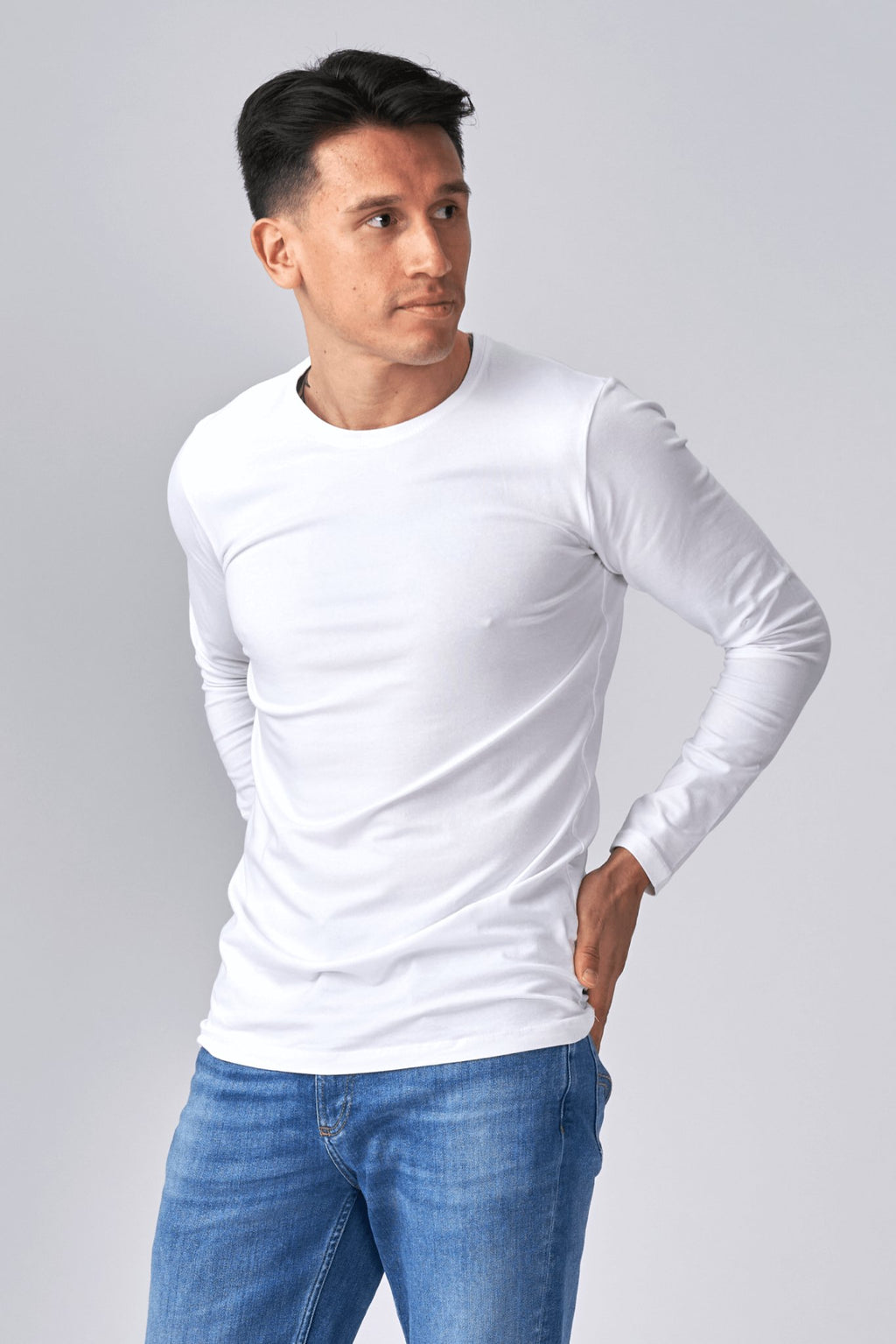 T-shirt musculaire à manches longues - blanc
