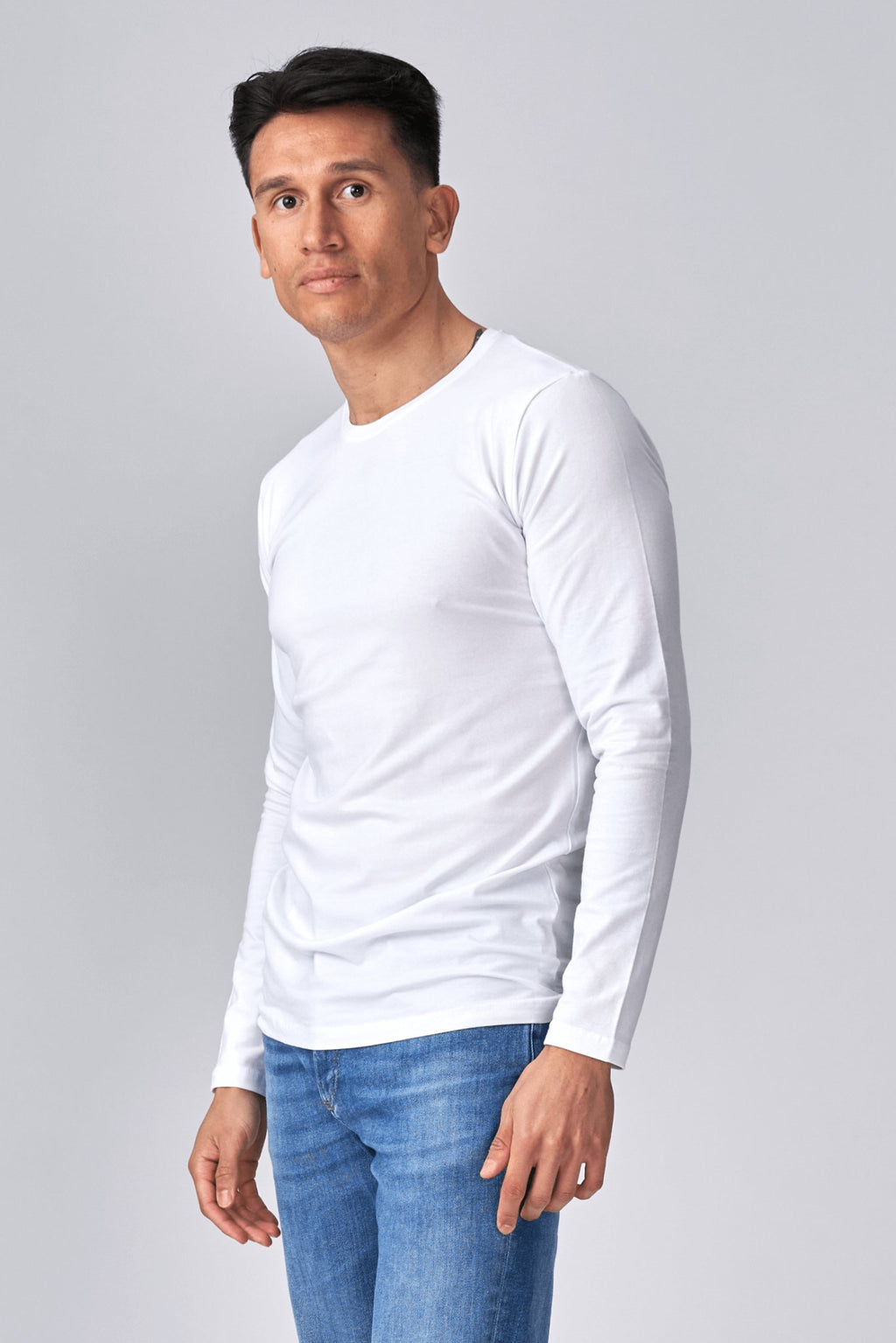 T-shirt musculaire à manches longues - blanc