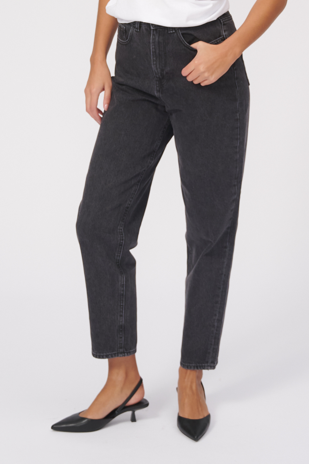 The Original Performance Mom Jeans - Washed Black Denim