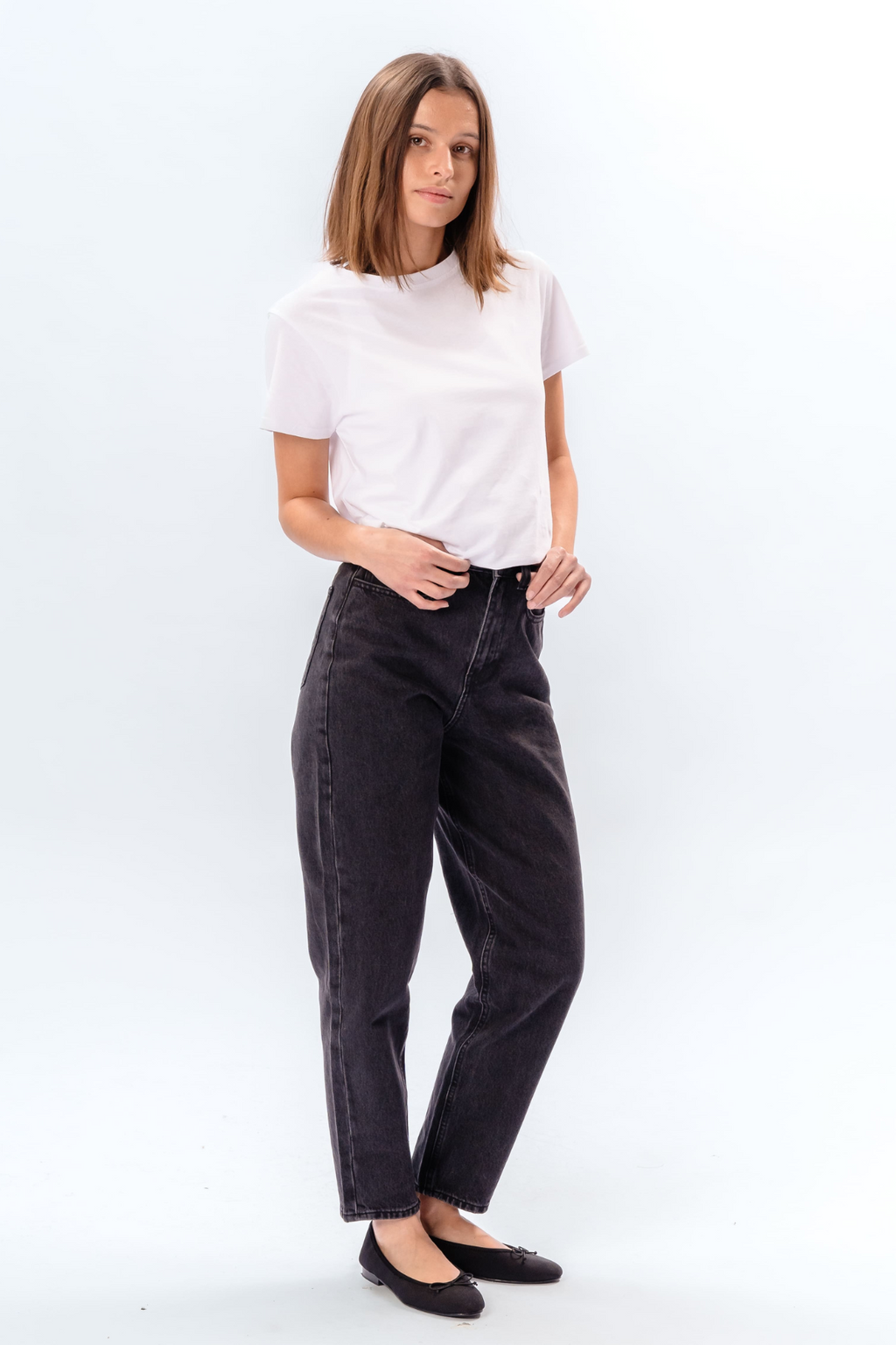 The Original Performance Mom Jeans - Washed Black Denim