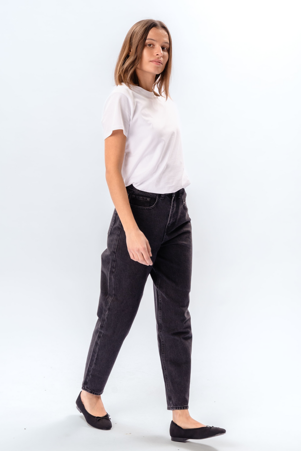 The Original Performance Mom Jeans - Washed Black Denim