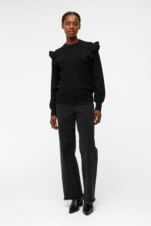 Pullover à volants Malena - noir