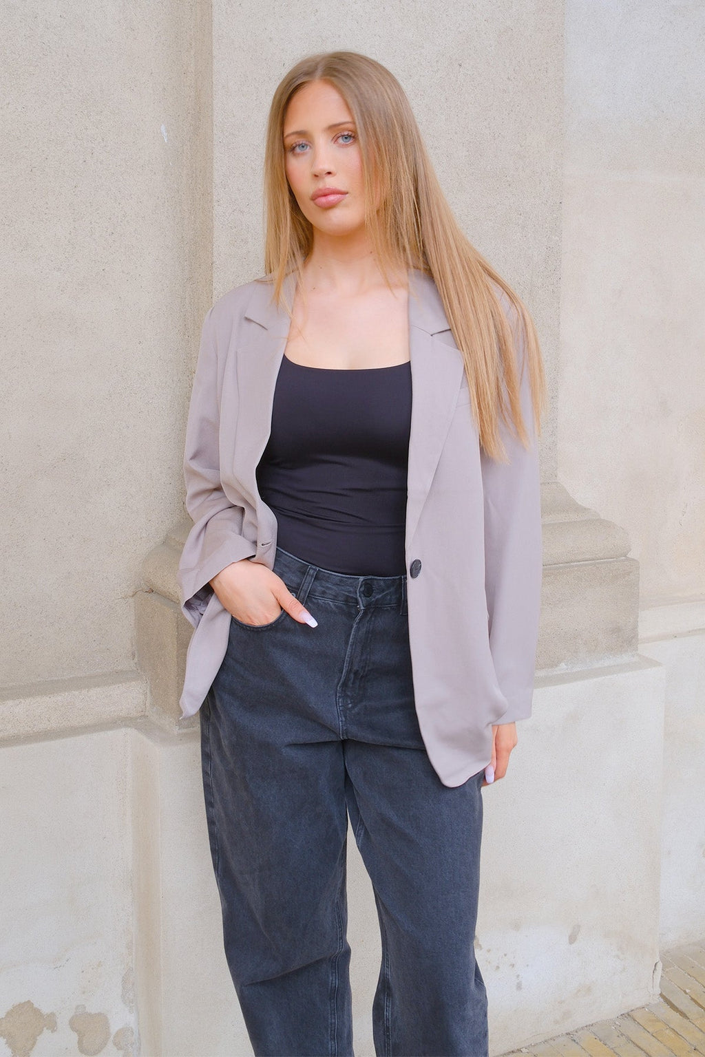 Oversized blazer - grijs