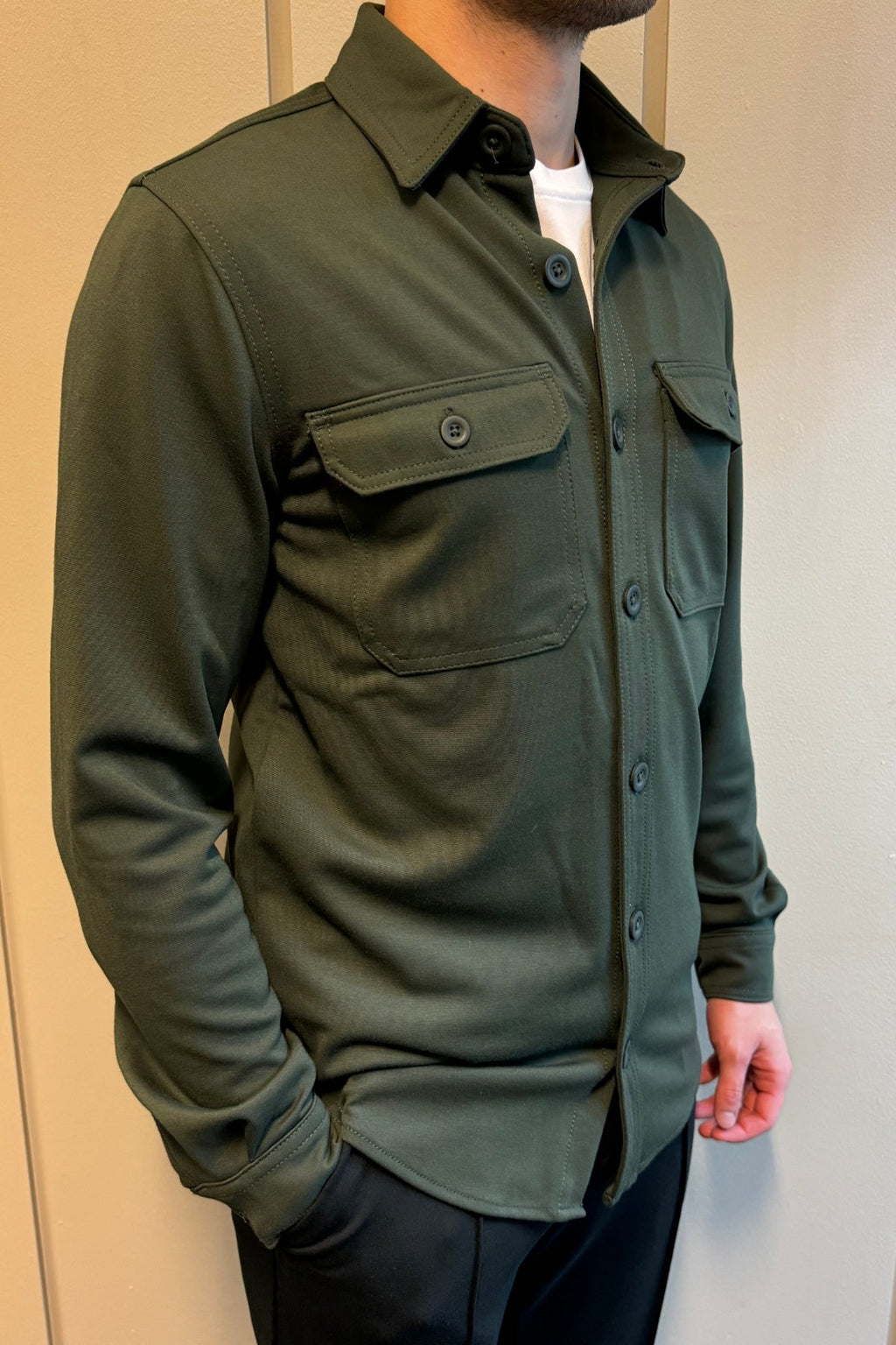 Performance Regular Overshirt - Olive sombre