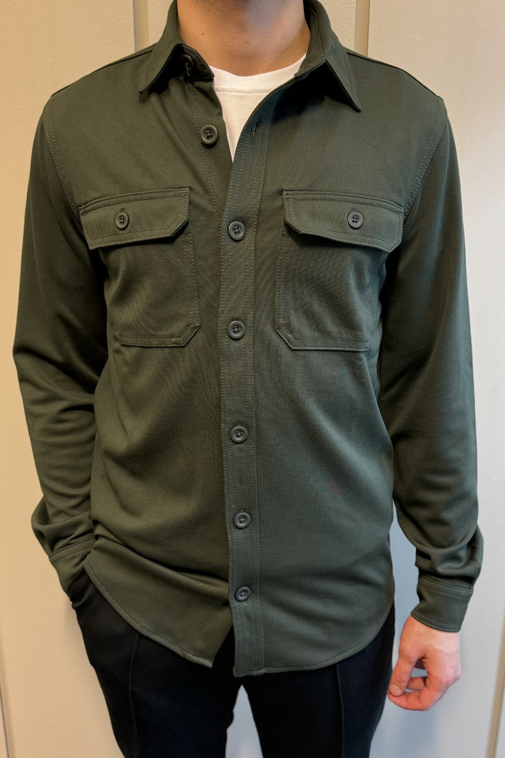 Performance Regular Overshirt - Olive sombre