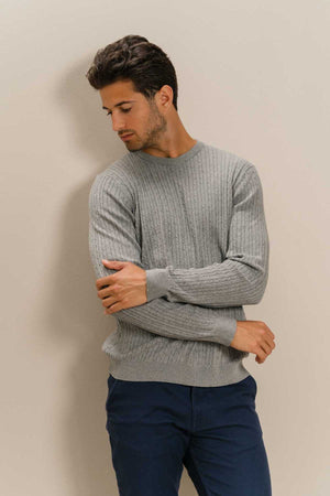 Pullover Cable Knit - Gray Melange