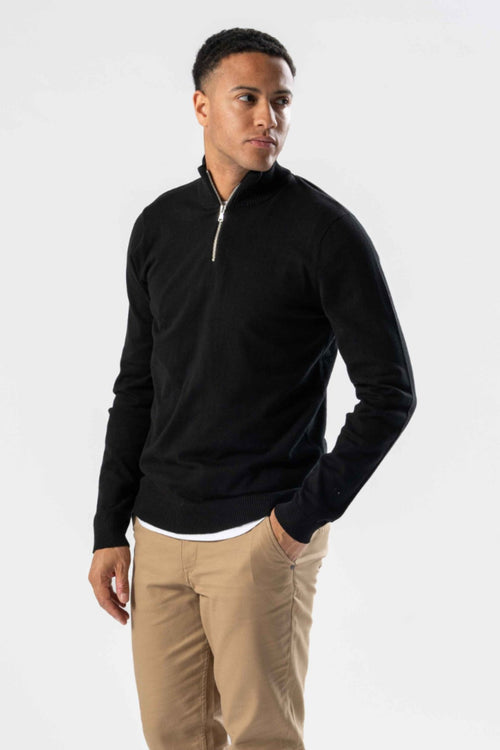 Pullover Half Zip - Black - TeeShoppen Group™ - Knitwear - TeeShoppen