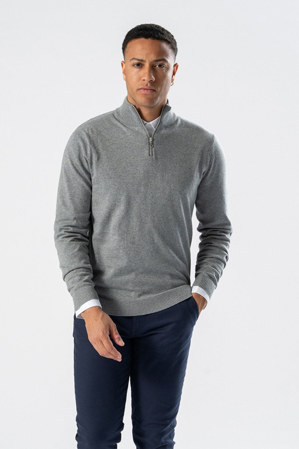 Pullover Half Zip - Mélange gris