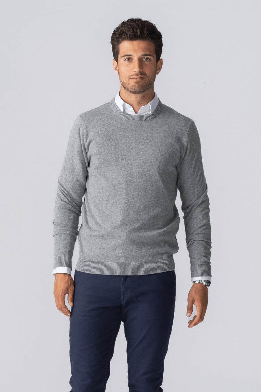 Pull à col rond - Mélange gris