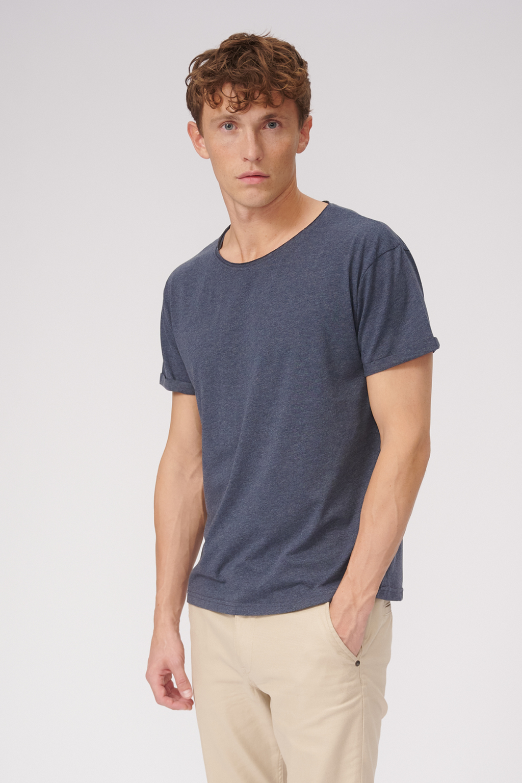 Raw Neck T-shirt - Mottled Blue