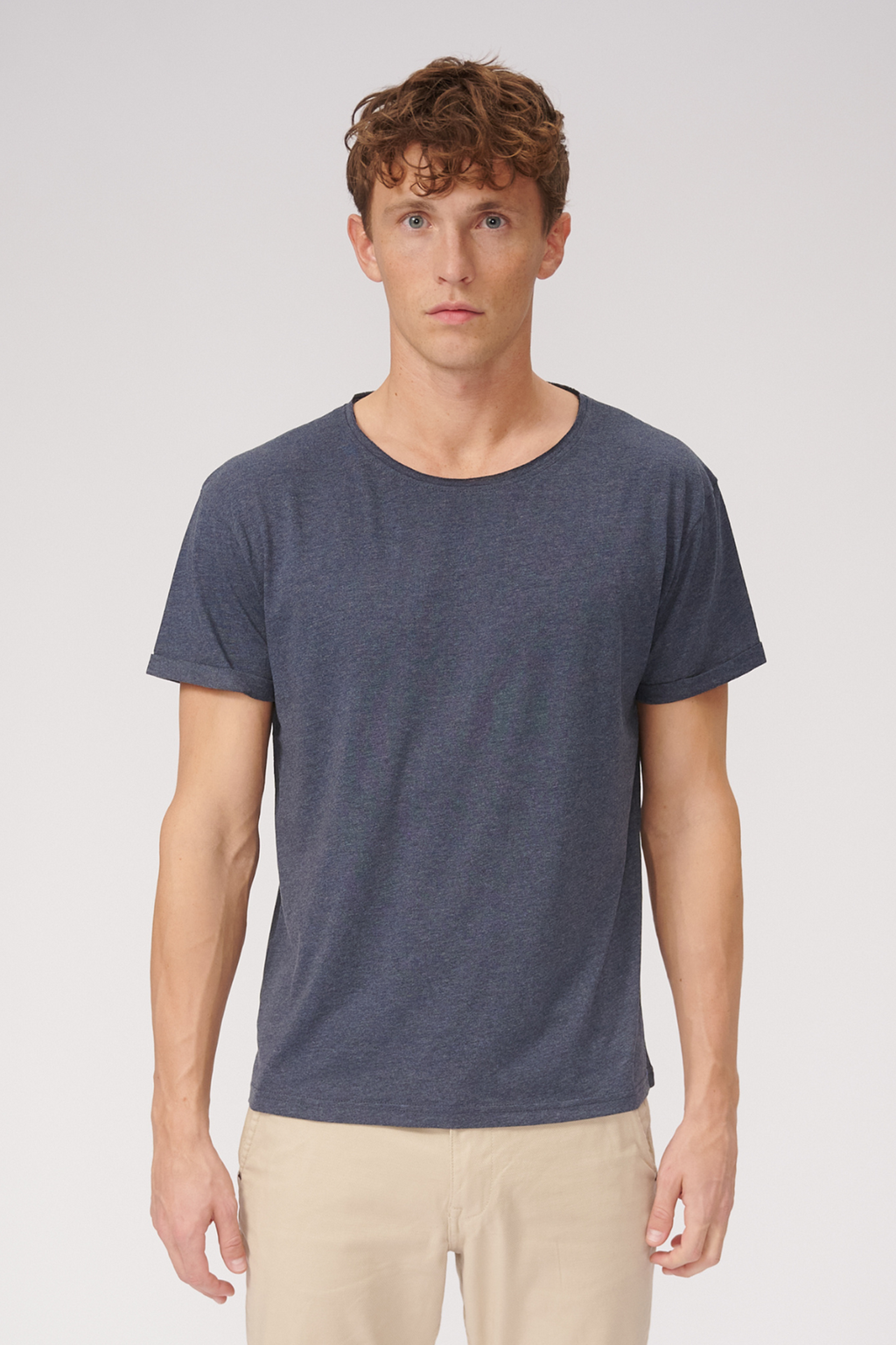 Raw Neck T-shirt - Mottled Blue