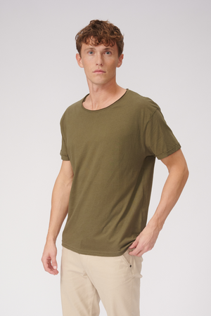 Deep Neck T-shirt - Olive Green