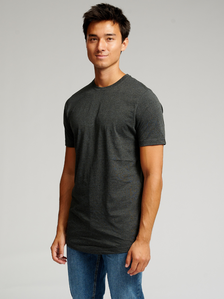 T-shirt long - mélange gris foncé