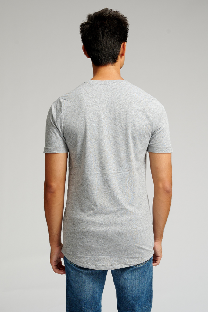 Lang t -shirt - grijze melange
