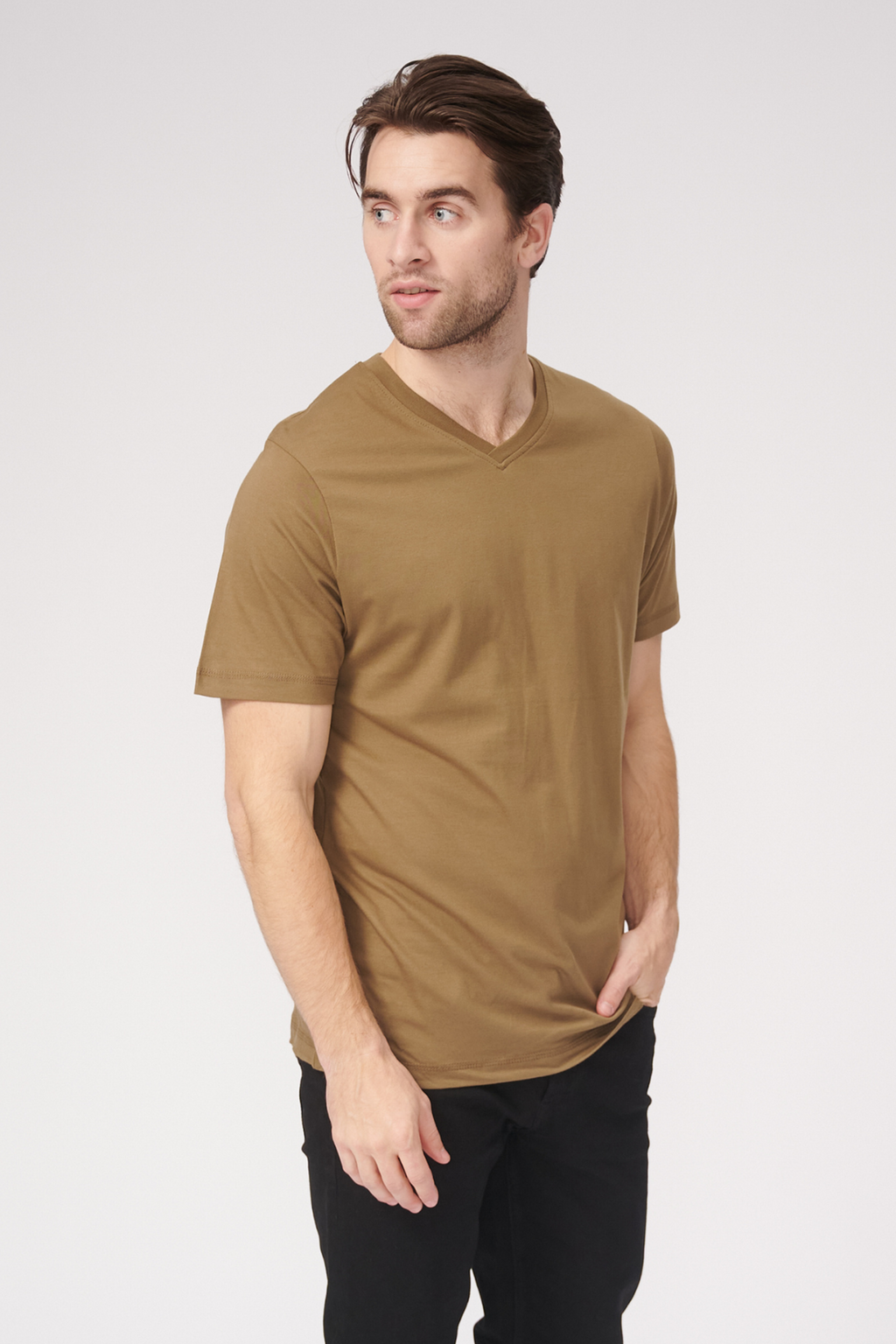 T-shirt Vneck de base - Olive