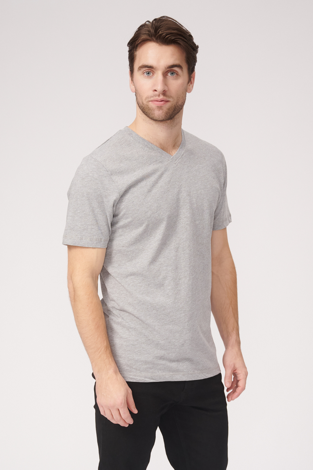 T-shirt Vneck de base - Oxford Gray