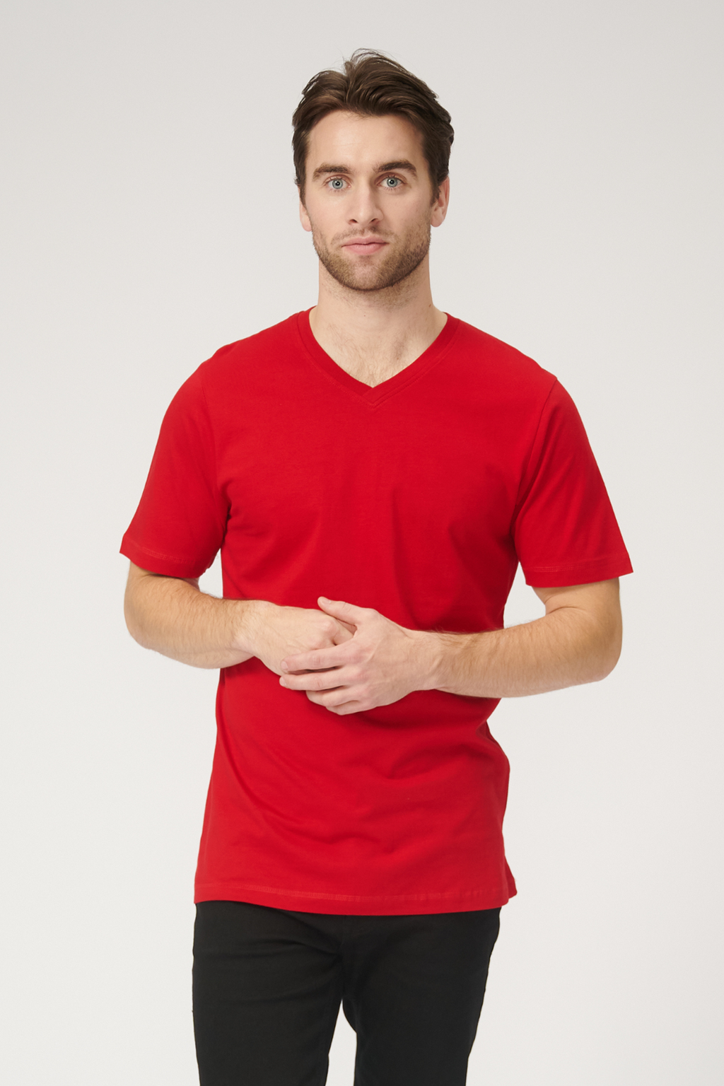 Basic T-shirt col V - Rouge