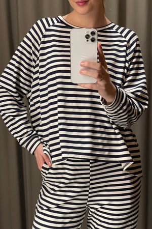 Stripped Long Sleeve Regular Fit - Blue - TeeShoppen Group™