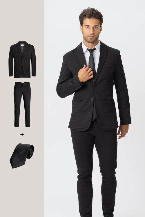 The Original Performance Suit™️ (Black) + Tie - Package Deal - TeeShoppen Group™