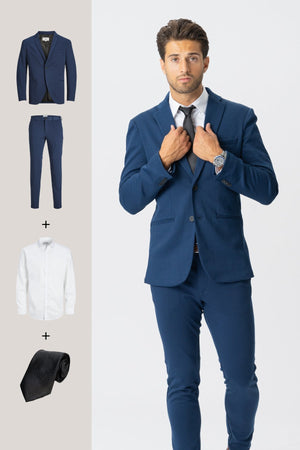 The Original Performance Suit™️ (Bleu) + Chemise et cravate - Offre groupée