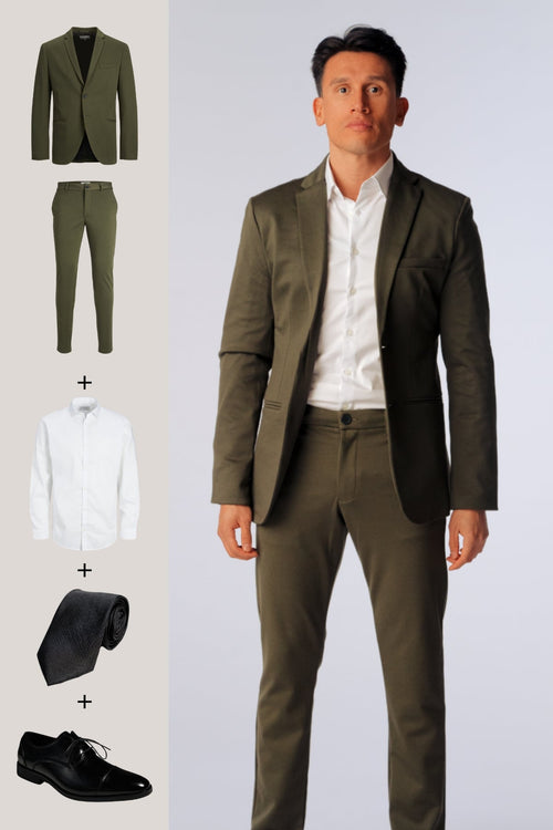 The Original Performance Suit (Dark Green) + Shirt, Tie & Derby Shoes - Package Deal - TeeShoppen Group™