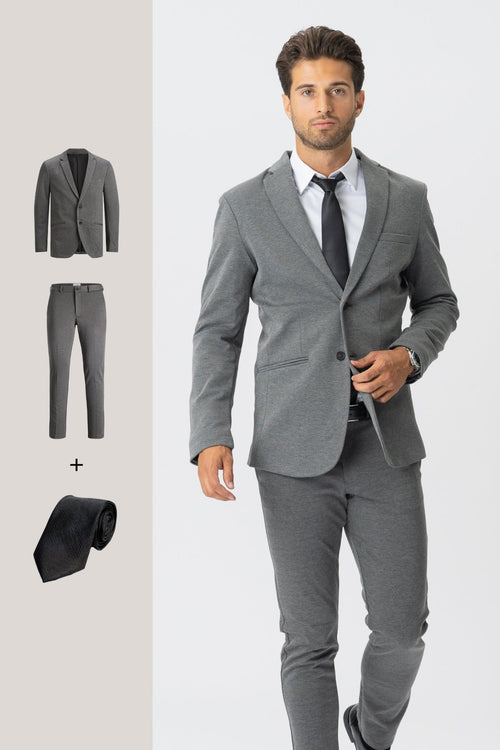 The Original Performance Suit™️ (Dark Grey) + Tie - Package Deal - TeeShoppen Group™