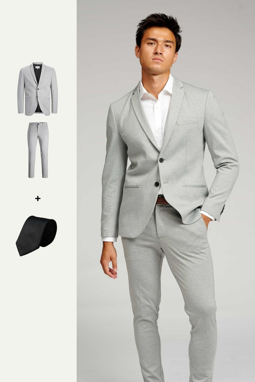 The Original Performance Suit™️ (Light Grey) + Tie - Package Deal (V.I.P) - TeeShoppen Group™ - Suit - TeeShoppen