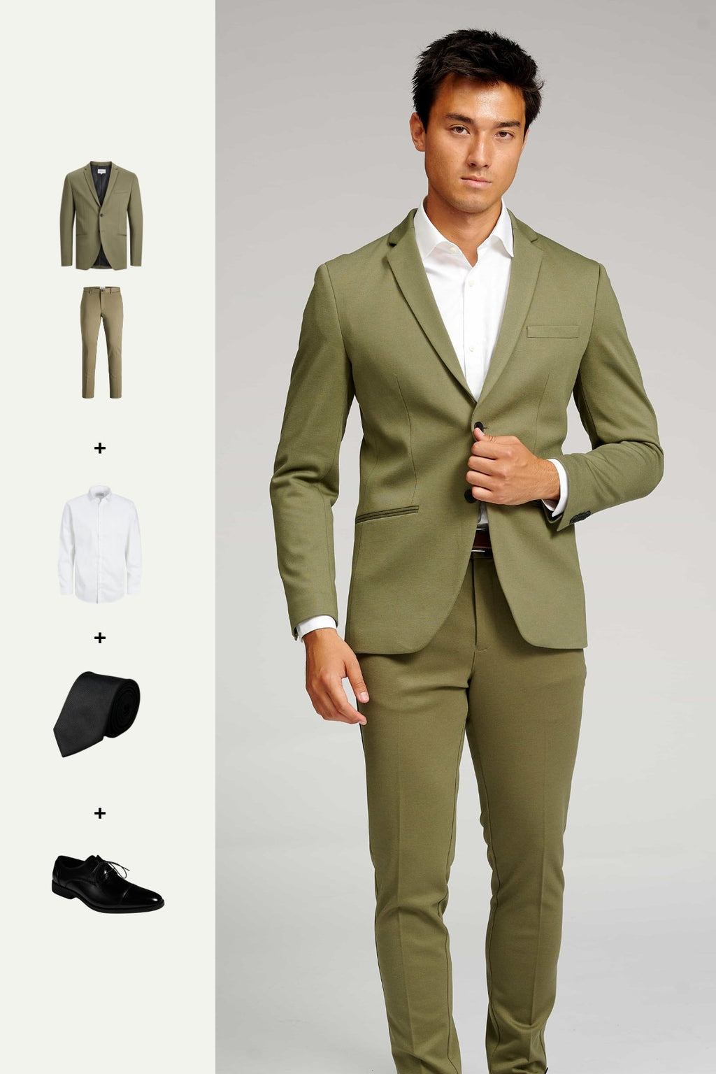 The Original Performance Suit (Olive) + Shirt, Tie & Derby Shoes - Package Deal