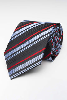 Tie - Black - Black/Red/Blue Striped