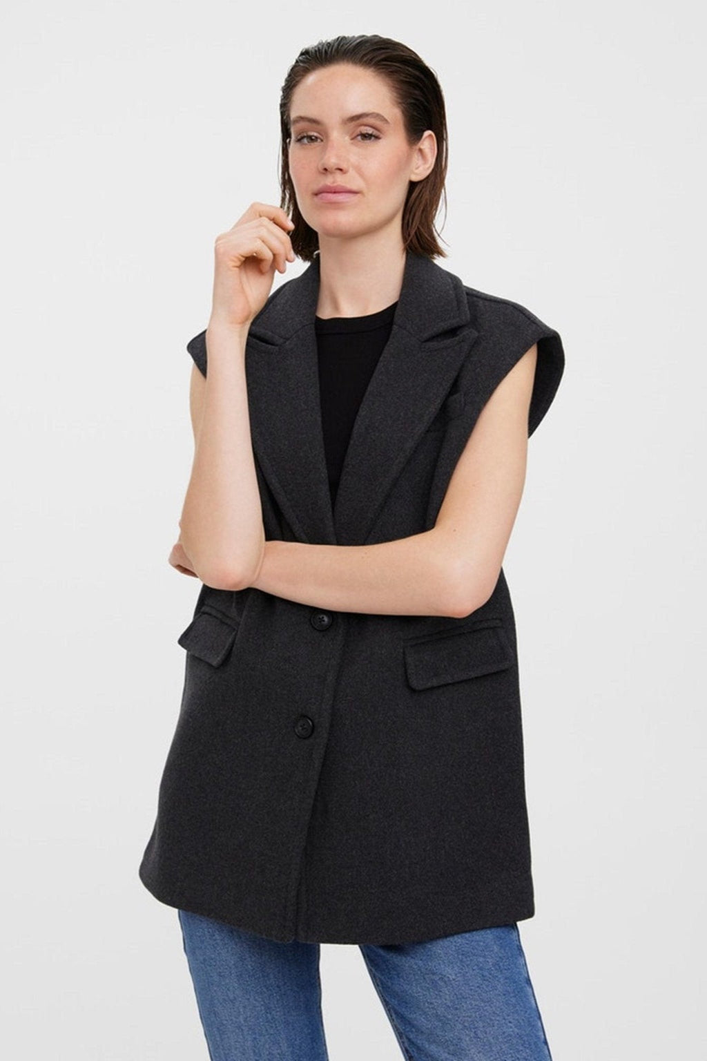 Gilet edna - mélange gris foncé