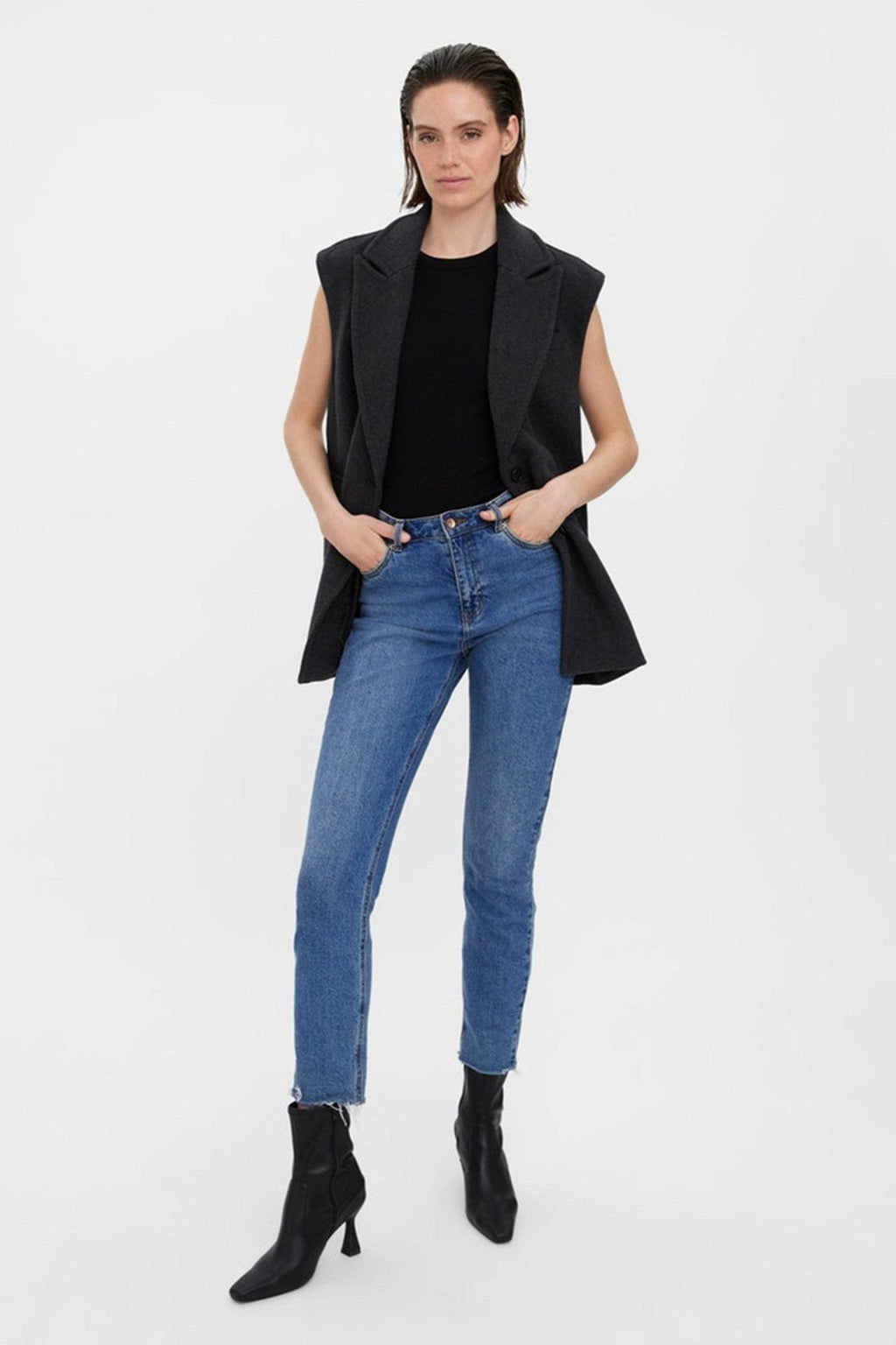 Gilet edna - mélange gris foncé