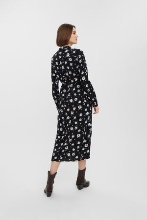 Robe de chemise à manches longues faciles - noir