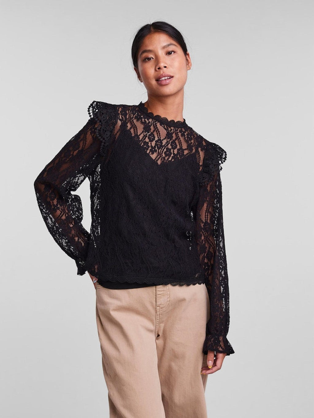 Blouse Allie en dentelle - noir