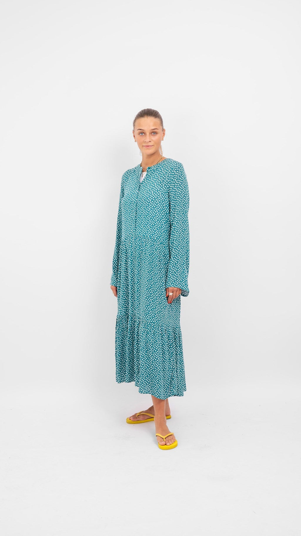 Anna long-sleeved dress - Teal Green