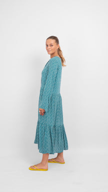 Anna long-sleeved dress - Teal Green