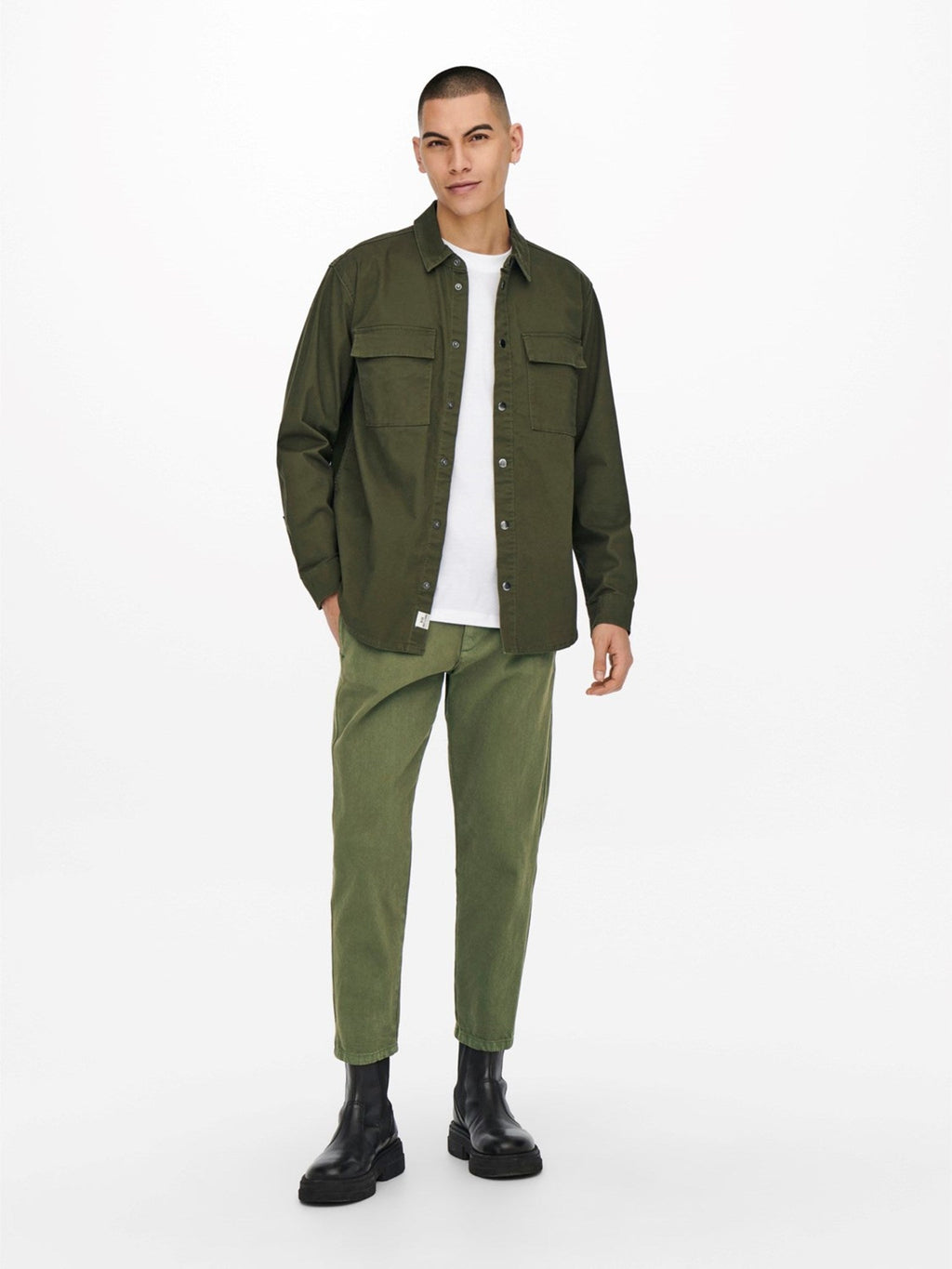 Avi Beam Chino Twill Pants - Olive Night