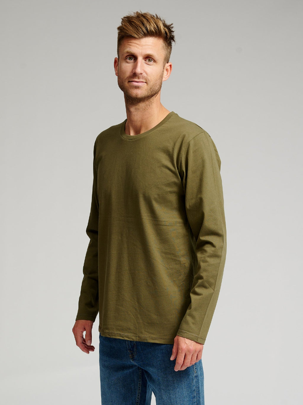 T-shirt basique à manches longues - Green de l'armée